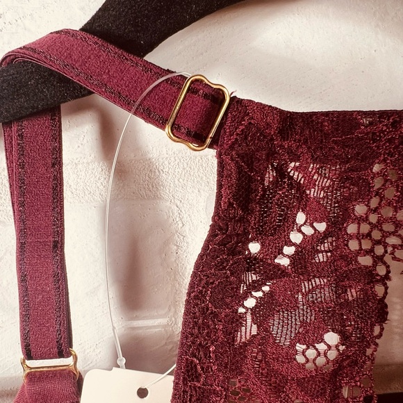 NWT Soma Embraceable Lace Underwire Lined Racerback Bra 34 C Fig maroon #0612 - Picture 5 of 11